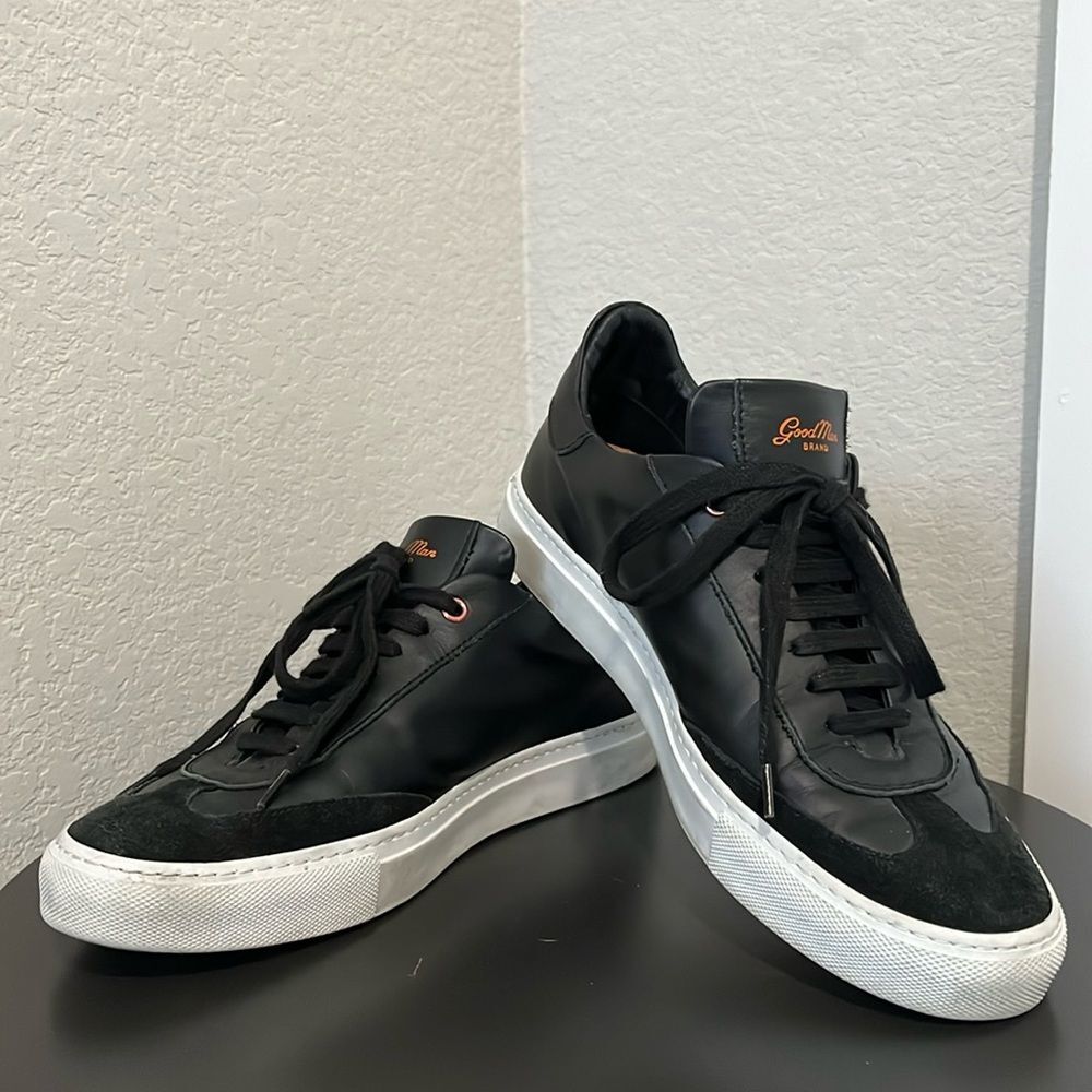 GOOD MAN BRAND Legend Court Sneaker Black Nappa Leather/Suede, Size 8.5